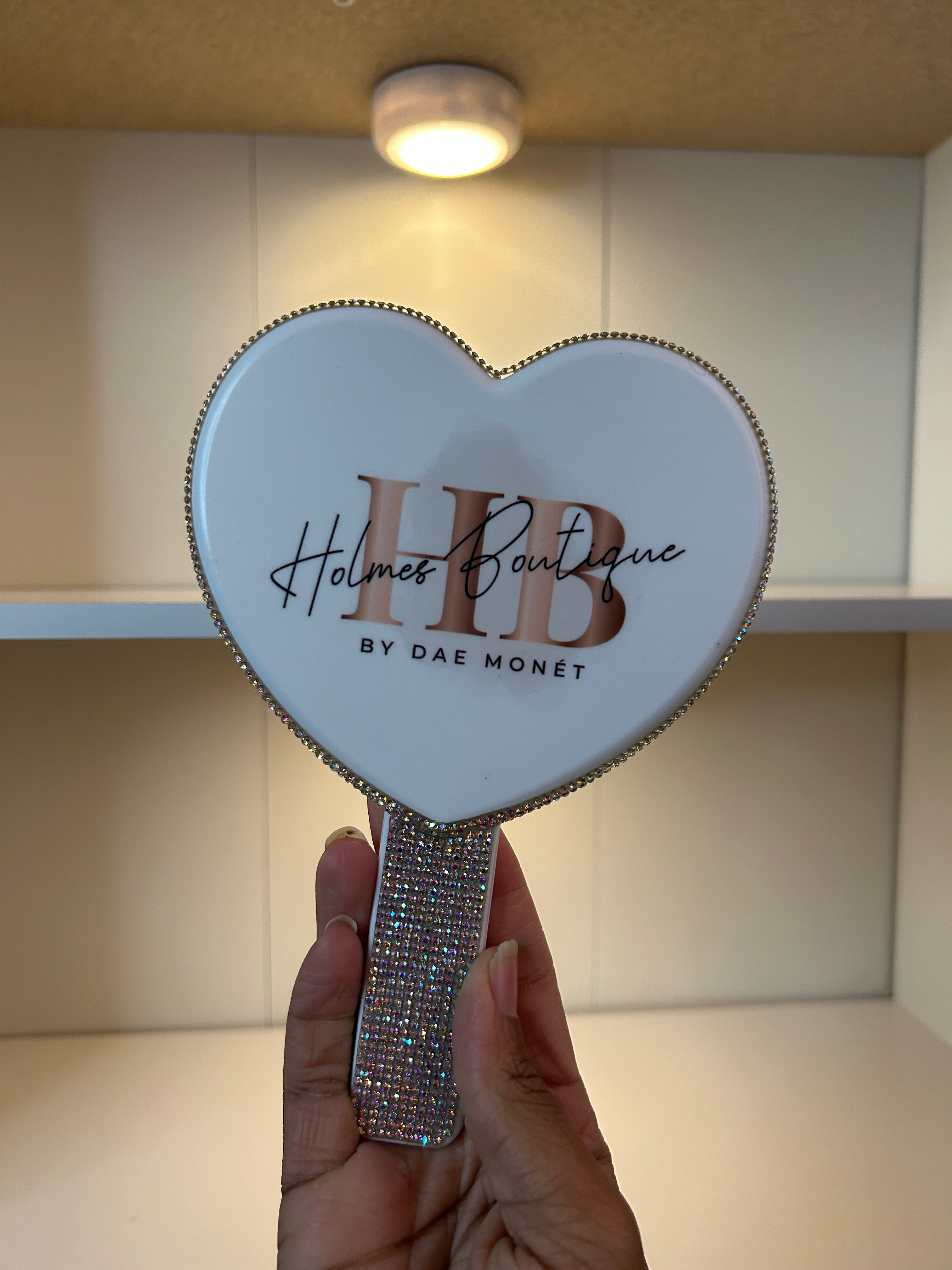 HB rhinestone heart mirror